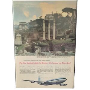 Vintage 1960 Pan Am American Fastest Jets to Rome Ad Advertisement